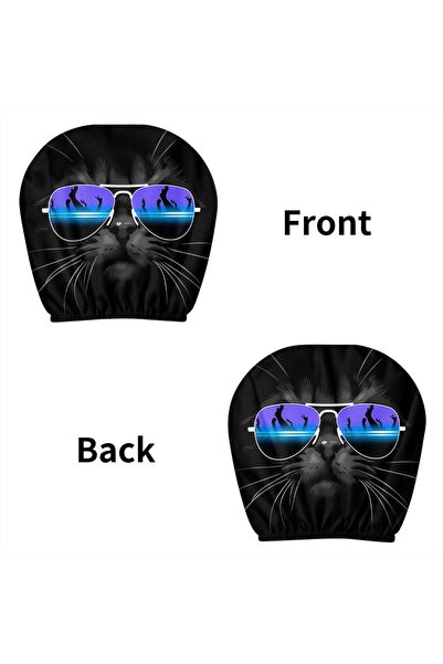 Choice TZT199 Cool sun reflective sunglasses Black Cat car headrest cover 2pc...
