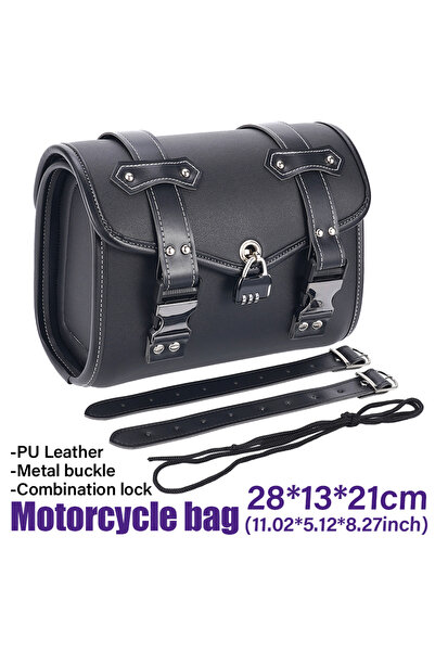 Choice حقيبة سرج دراجة نارية سوداء مقاومة للماء مع كلمة مرور مضادة للسرقة، سو...