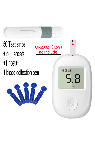 Choice جهاز قياس سكر الدم الرقمي الأبيض الصغير لمرضى السكري، مزود بـ 50 شريط ...