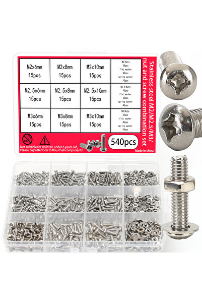 Choice مجموعة براغي وصواميل من الفولاذ المقاوم للصدأ مكونة من 540 قطعة، تشمل ...