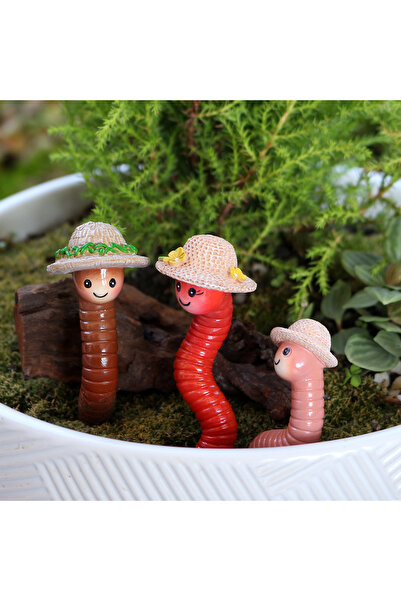 Choice MULTI 3 hat wearing earthworm flowerpot decoration plugins, housewarmi...