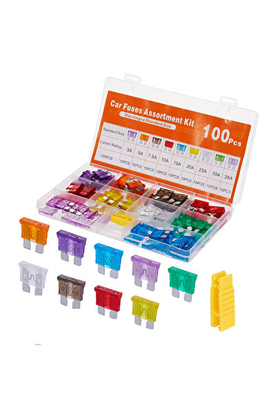 Choice مجموعة متنوعة من 100 قطعة من فيوزات السيارات، متوسطة الحجم، من نوع الش...
