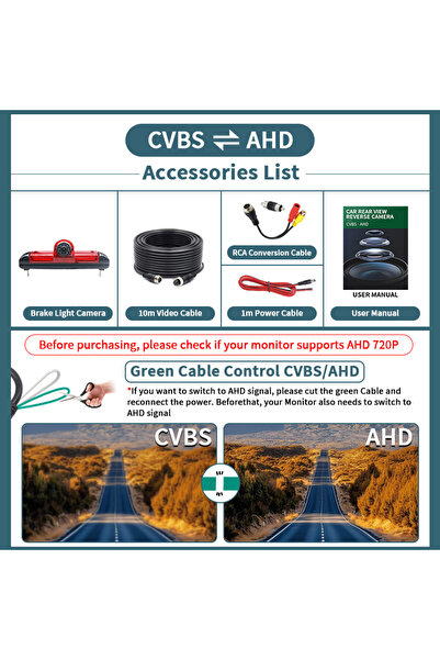 Choice1 كاميرا رؤية خلفية تعمل بجهد 12 فولت، مزودة بمستشعر فرامل السيارة، تدع...