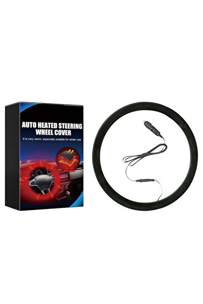 Choice غطاء عجلة قيادة مُدفأ سريع لليدين 12 فولت، مقاس قياسي، جلد سويدي ، مقب...