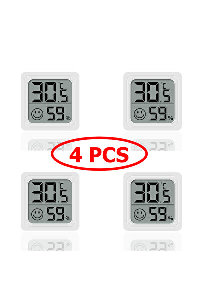 choice2 4 PCS-Whtie 4pcs Digital Thermometer Hygrometer Indoor Mini Temperatu...
