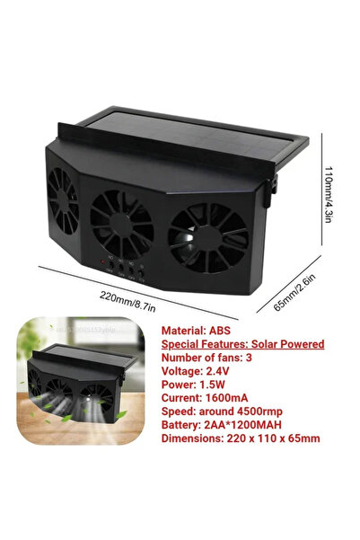 Choice3 Black 3 Fan Solar New Car Exhaust Fan USB Rechargeable/solar Air Circ...