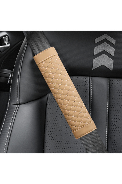 choice2 قطعة واحدة من غطاء حزام أمان حزام السيارة من جلد البيج، مطرز، مقاوم ل...