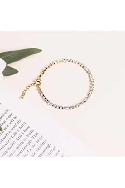 REIGOLD Men's Tennis Bracelet, 316L Stainless Steel, Zirconia, Adjustable 16-...