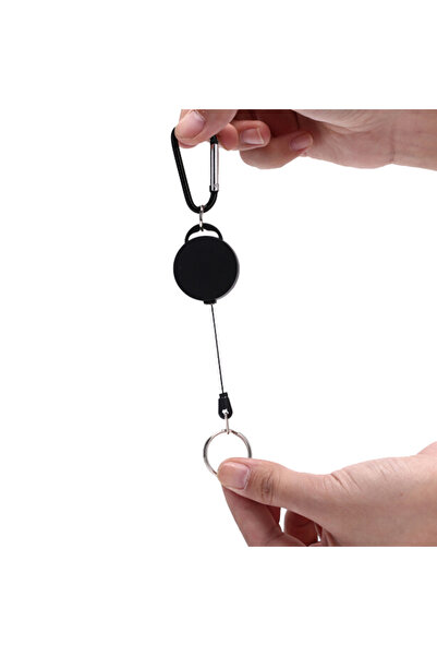 Choice One Size 1pc Black Retractable Key Chain Reel Heavy Duty Steel Wire Ro...