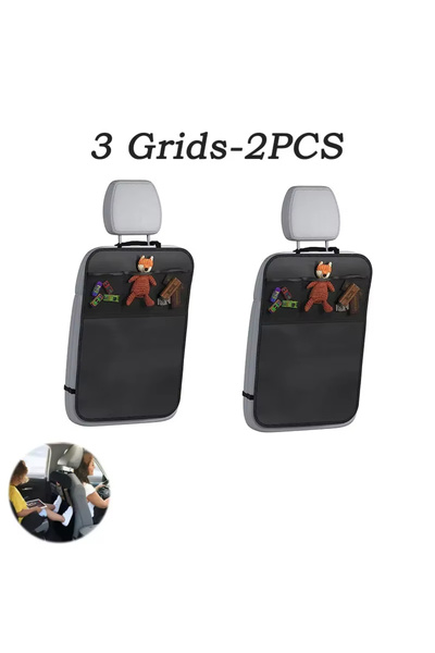 Choice1 black 2pcs Black Seat Cover for Kids with 3 Pocket Storage Organizer,...