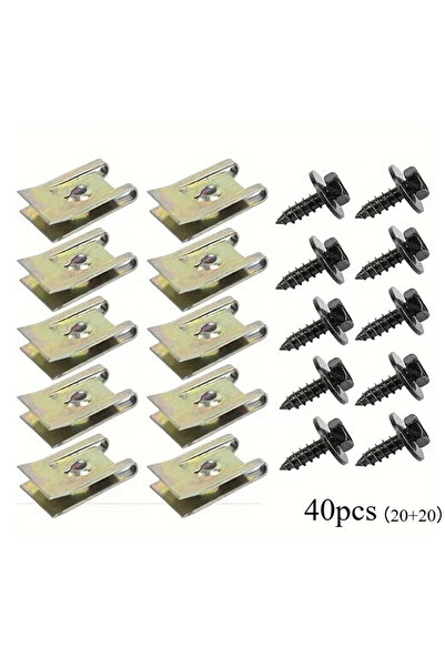 Choice Gold 40pcs Car Screw Base U Clip Metal Fastener for Fender Bumper Prot...