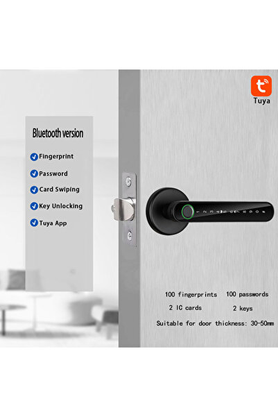 Choice1 60-70 TYZ02-black Fingerprint Door Lk - Smart Door Handle, Biometric ...