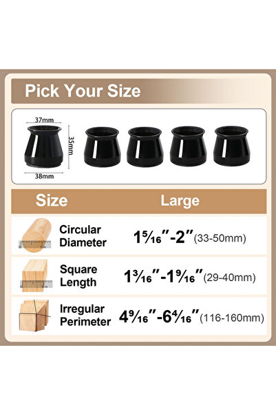 Choice 1 Pc 16PCS L 16 Pcs Chair Leg Floor Protectors for Hardwood Floors, Si...