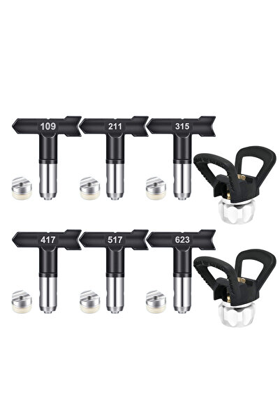 Choice 8pcs black 8-Piece Airless Paint Sprayer Package: 6 Black Nozzles with...