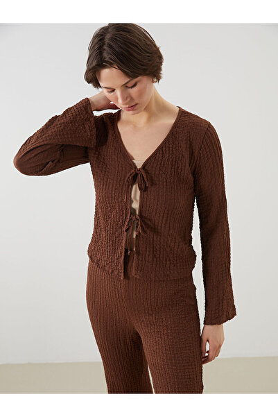 LC Waikiki Ozmarka New Season V-Neck Textured Women's Cardigan