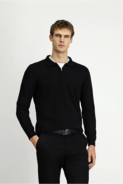Kiğılı Polo Collar Regular Fit Zippered Knitted Sweater in Pack of Cotton