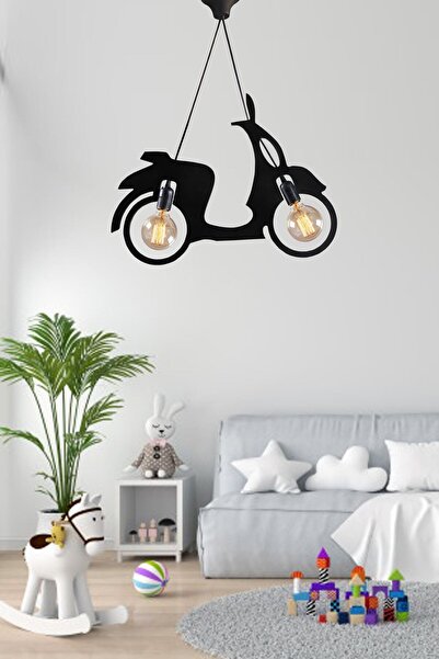 moontime alaçatı Modern Rustik Scooter Motorlu Dekoratif Sarkıt Lamba, Şık ve...