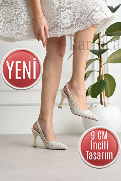 Karınca Pearl Heeled Bridal Shoes
