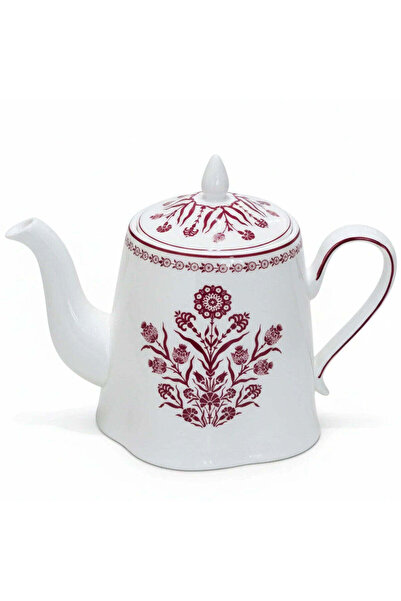 AKDC إبريق شاي لوهبار الكلاسيكي الأبيض المصنوع من السيراميك بتصميم زهري أحمر ...