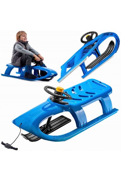 KADAX Sanie glisantă din plastic cu volan pentru schi alpin pentru copii