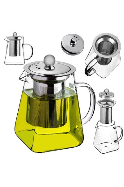 KADAX Ceainic din sticlă rezistent la căldură de 650 ml cu infuzor pentru cea...