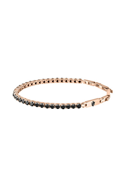 Maserati Tennis bracelet, stainless steel Rose Gold, black crystals, length 2...