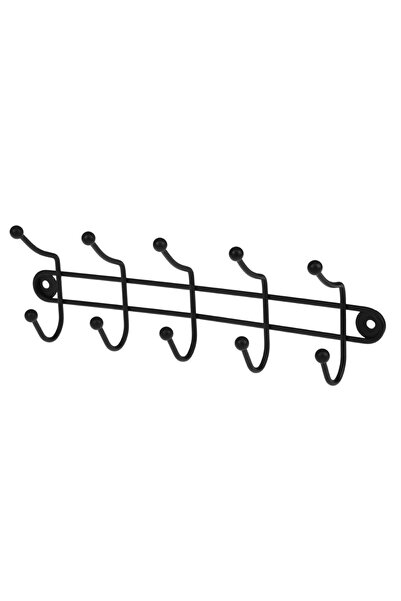 KADAX Wall Hanger for Hallway for Clothes and Towels Black Holder with 5 Hooks