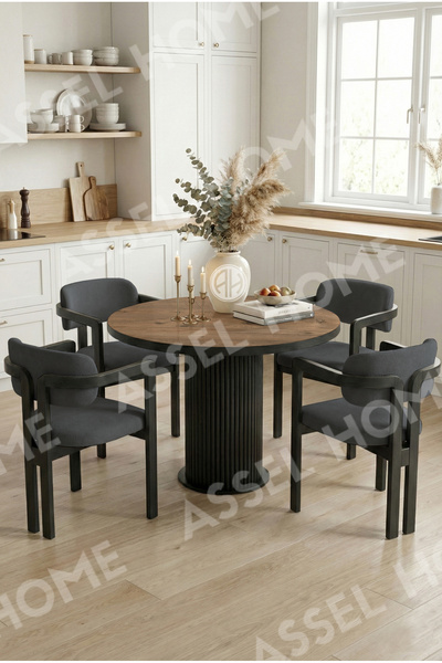 ah assel home Bohem Ayak 4'lü Tokyo Sandalye 90x90 Masa Sandalye Takımı
