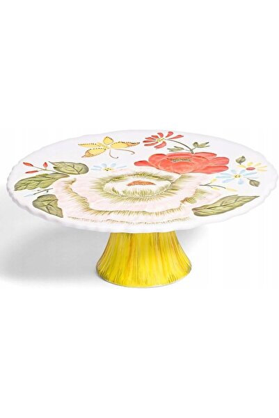 HOMDEC Beautiful Ceramic Cake Stand Hand-Painted 27 cm