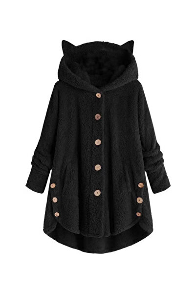 Other Winter Fleece Cat Ears Hooded Coat Buttons Jacket