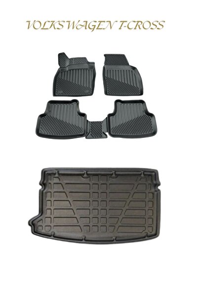 Black Gold Volkswagen T-Cross 2019+ 3D TPE Havuzlu Oto Paspas ve ALT Kademe B...