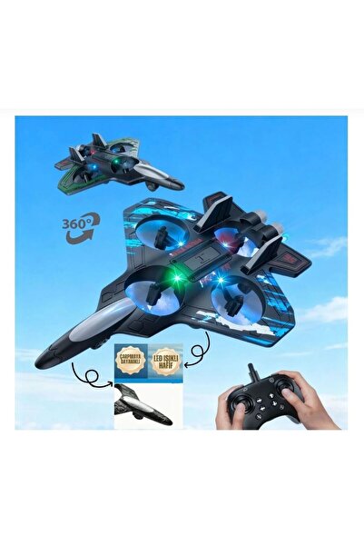 ZİVENTA Drone Uçak LED Işıklı 360° Dönebilen RC Drone Çarpışmaya Dayanıklı Uz...