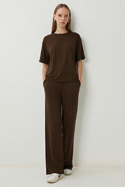 Lovelyİstanbul Rahat Esnek Modal Alt-Üst Takım LZV0056 KAHVERENGİ