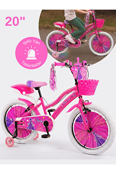Mach 20 Jant Viva Işıklı Destek Tekerlekli Çocuk Bisikleti 6-10 Yaş Beyaz Şiş...