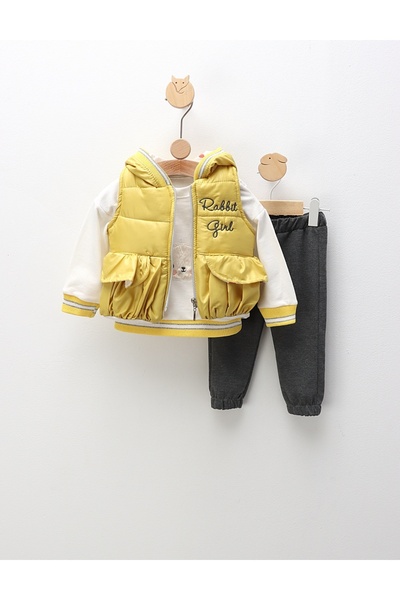 MiniKids Compleu cu vesta, Rabbit Girl, cu galben