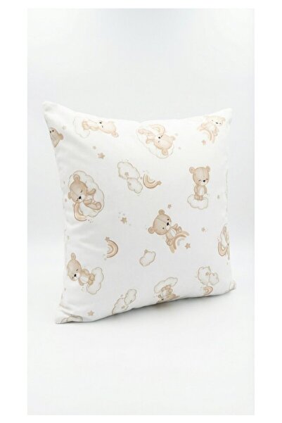 PRICHINDEL Pillow, Bear on Cloud Cream, Cotton, White, 40x40cm