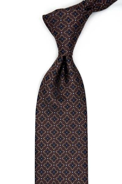Kravatkolik Klasična kravata sa smeđim motivima i maramicom KK13478