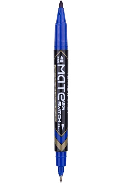 Deli Permanent Marker 12-Piece, 0.5 mm/1 mm Twin Tip Size, Blue