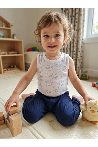 Şimo Butik Girl Boy Child Baby Sleeveless Strappy Snap Fastener Bodysuit-Badi...