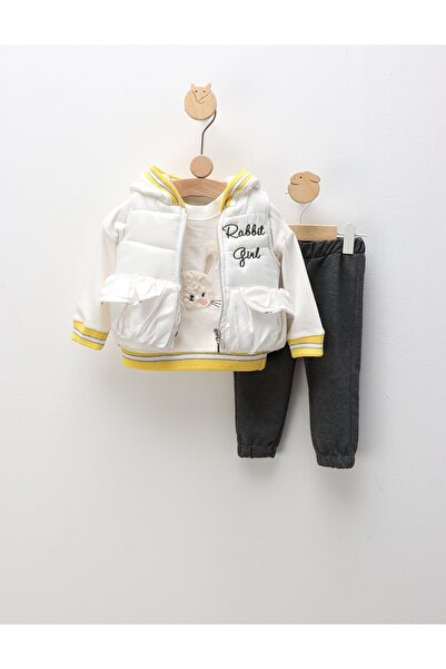 MiniKids Σετ κοστούμι με γιλέκο, Rabbit Girl, λευκό-κίτρινο