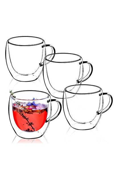 KADAX Szklanki Termiczne Do Kawy Herbaty 250 ml Kubki Podwójne Ścianki 4 szt