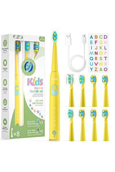 Choice6 فرشاة أسنان كهربائية للأطفال من سيجو، موديل SG-2303Yellow-8، مناسبة ل...
