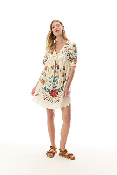 Mudo ETNİK NAKIŞLI A FORM MİNİ ELBİSE