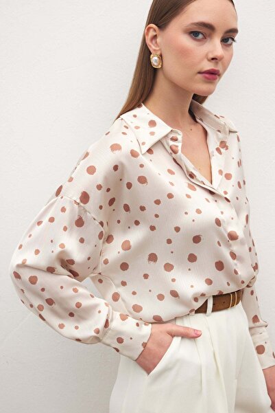 Sateen Polka Dot Pack Shirts - Beige