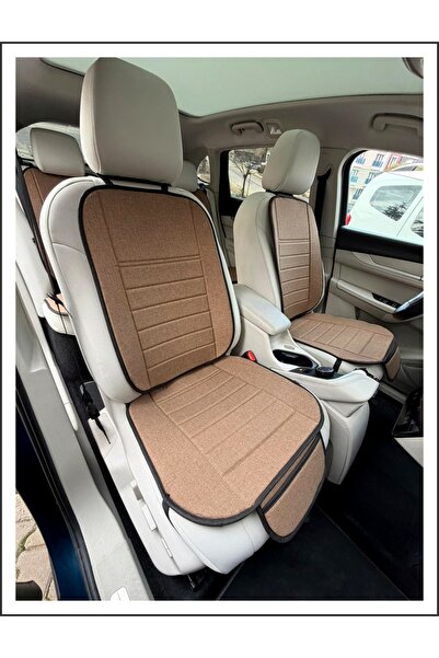 TEKNOCLUB Anti-Sweat Linen Printed Cream Car Seat Cover Min Leather (7 Pieces...