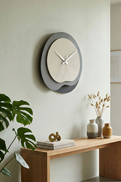 KEYWEL Büyük Boy 50 cm Modern Dekoratif Duvar Saati | Sessiz Mekanizma | Siya...