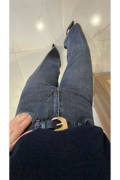 BİRCANÇİL Blugi Tehros Antracit cu detaliu la tiv cu croială largă