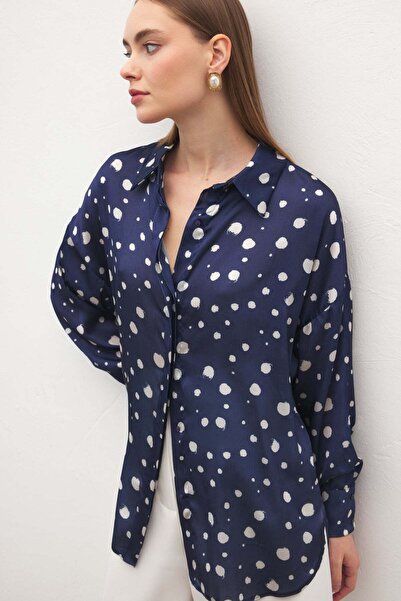 Sateen Polka Dot Pack Shirts - Navy Blue