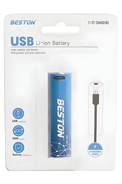 Beston 18650 Tip-C USB Doğrudan Şarj 3.7V 2000mAh Şarj Edilebilir Lityum İyon...