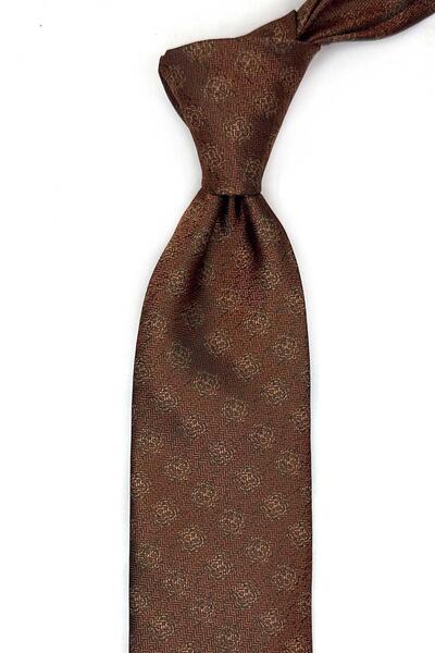 Kravatkolik Klasična kravata sa smeđim motivima i maramicom KK13545